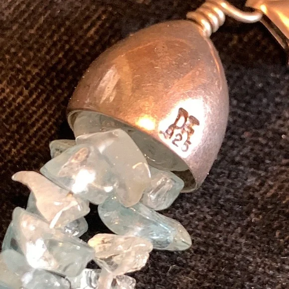 TURQUOISE,Sterling and aquamarine 3 strand necklace,MERMAID - Picture 7 of 12